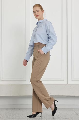 سروال فستان حريمي سروال ضيق واسع للعمل مكتب بنطلون واسع الخصر عالي الخصر بنطلون عمل Bootcut in Kuwait