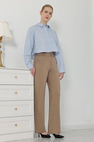 سروال فستان حريمي سروال ضيق واسع للعمل مكتب بنطلون واسع الخصر عالي الخصر بنطلون عمل Bootcut in Kuwait