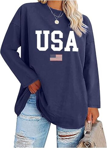 Plus Size 4th of July Tshirt Women 250 Anniversary USA Shirt American Flag Graphic Tees Casual Loose Patriotic Tops in Kuwait