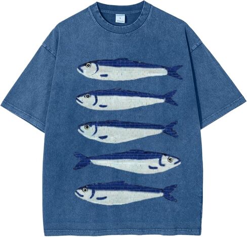 Women Oversized Graphic Tee Fisherman Core Aesthetic Y2k Grunge Fish Print T-Shirts Streetwear Summer 2025 in Saudi Arabia