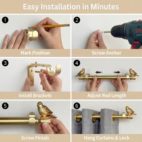 Antique Gold Double Curtain Rod for Windows 68-140 Inch, Adjustable 72-144 Inch Long Decorative Dual Drapery Rod with Bird Ends，Heavy Duty Curtain Rods Vintage for Blackout Curtains in Saudi Arabia