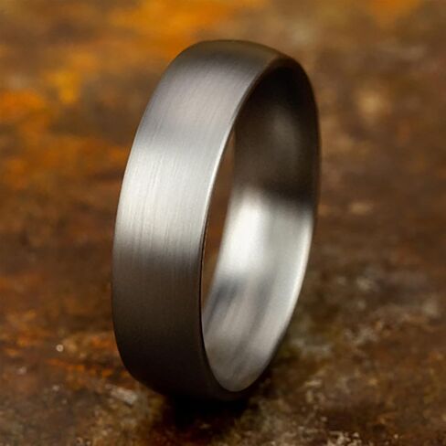 Reeds Grey Tantalum Satin Finish Domed Comfort Fit Wedding Band 6mm in Saudi Arabia
