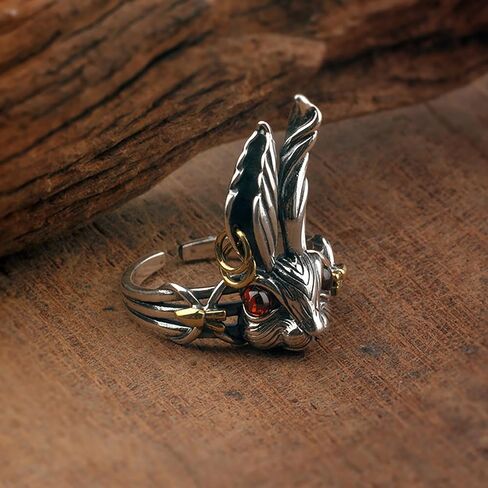 Gothic Punk Bunny Rabbit Ring for Men Women Long Ears Red Eyes Bunny Rings in Kuwait