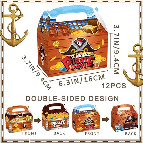 12 PCS Treasure Treat Chest Boxes Pirate Treasure Chest Party Favor Box Present Goodie Boxes for Halloween Game Pirate Theme Party Supplies in Kuwait