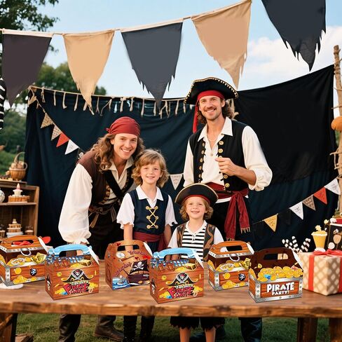 12 PCS Treasure Treat Chest Boxes Pirate Treasure Chest Party Favor Box Present Goodie Boxes for Halloween Game Pirate Theme Party Supplies in Kuwait