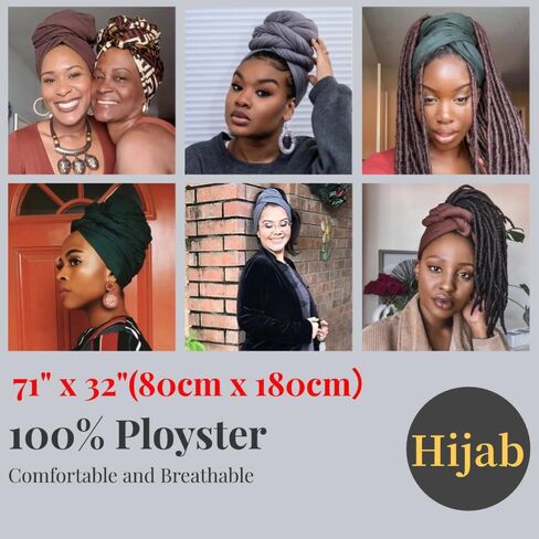 Harewom Muslim Hijab for Women Scarf Large Headscarves Soft Head Wraps Long Turban Headwraps Tie Stretch Hair Wraps Headbands 3 Pack in Kuwait