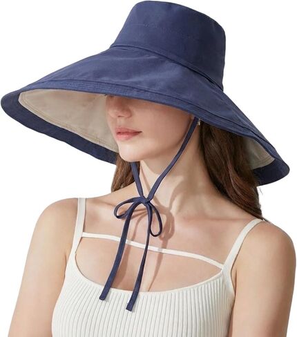 Women Summer Sun Hat Wide Brim UV Protection Foldable Reversible Double-Sided Outdoor Beach Bucket Hat UPF 80+ in Saudi Arabia