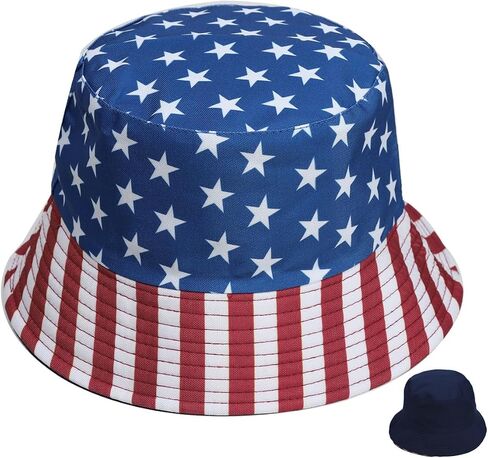 American Flag Bucket Hat,Casual Fisherman Cap Golf Boonie Hats Travel Beach Sun Hat for Independence Day Blue in Kuwait