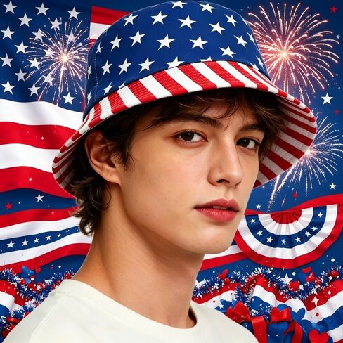 American Flag Bucket Hat,Casual Fisherman Cap Golf Boonie Hats Travel Beach Sun Hat for Independence Day Blue in Kuwait