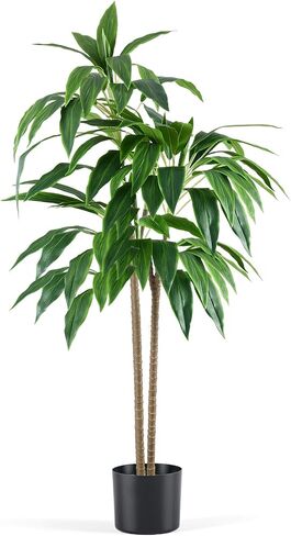 DUMOS 51in Artificial Dracaena Tree, 4FT Lifelike Faux Indoor Floor Plant with Bendable Leaves, Potted Tall Fake Plant for Living Room, Bedroom, Office Corner Decor in Saudi Arabia