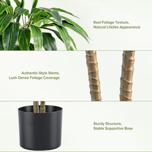 DUMOS 51in Artificial Dracaena Tree, 4FT Lifelike Faux Indoor Floor Plant with Bendable Leaves, Potted Tall Fake Plant for Living Room, Bedroom, Office Corner Decor in Saudi Arabia