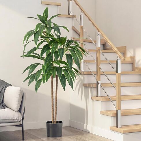 DUMOS 51in Artificial Dracaena Tree, 4FT Lifelike Faux Indoor Floor Plant with Bendable Leaves, Potted Tall Fake Plant for Living Room, Bedroom, Office Corner Decor in Saudi Arabia