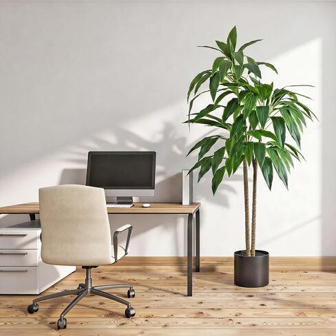 DUMOS 51in Artificial Dracaena Tree, 4FT Lifelike Faux Indoor Floor Plant with Bendable Leaves, Potted Tall Fake Plant for Living Room, Bedroom, Office Corner Decor in Saudi Arabia