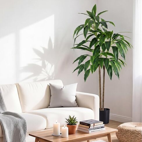 DUMOS 51in Artificial Dracaena Tree, 4FT Lifelike Faux Indoor Floor Plant with Bendable Leaves, Potted Tall Fake Plant for Living Room, Bedroom, Office Corner Decor in Saudi Arabia