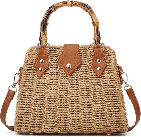Straw Beach Handbags for Women Rattan Woven Crossbody Shoulder Purse Small Totes Summer Vacation Wicker Clutch in Saudi Arabia