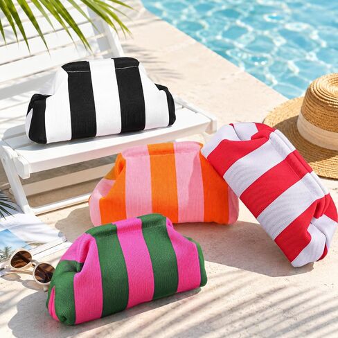 Kacctyen 4 Pack Mahjong Tile Bags Woven Clutch Purses for Women Striped Dumpling Bag Summer Beach Evening Handbag Mahjong Accessories and Gift for Game Lover Mahjong Tile Vacation Party Supplies in Kuwait