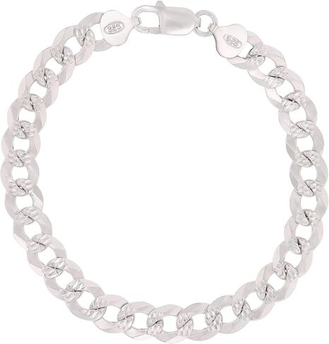 14K Gold or Rhodium Plated Silver Diamond Cut Cuban Curb Chain For Men | 1mm-13mm Thick | Solid 925 Curb Italian Necklaces For Men in Kuwait