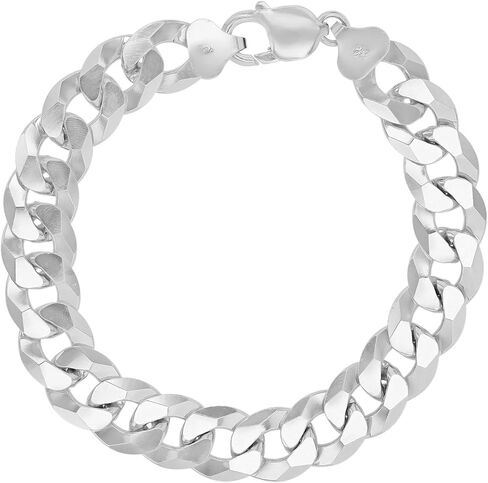14K Gold or Rhodium Plated Silver Diamond Cut Cuban Curb Chain For Men | 1mm-13mm Thick | Solid 925 Curb Italian Necklaces For Men in Kuwait
