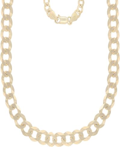 14K Gold or Rhodium Plated Silver Diamond Cut Cuban Curb Chain For Men | 1mm-13mm Thick | Solid 925 Curb Italian Necklaces For Men in Kuwait