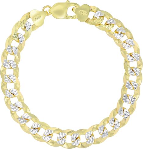 14K Gold or Rhodium Plated Silver Diamond Cut Cuban Curb Chain For Men | 1mm-13mm Thick | Solid 925 Curb Italian Necklaces For Men in Kuwait
