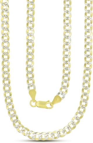 14K Gold or Rhodium Plated Silver Diamond Cut Cuban Curb Chain For Men | 1mm-13mm Thick | Solid 925 Curb Italian Necklaces For Men in Kuwait