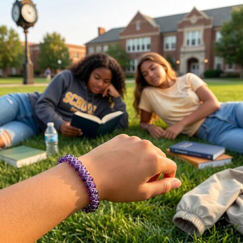 Natural Amethyst Bracelet for Men Women, 6mm Double Layer Braided Healing Crystal Bead Bracelet, Hand-Woven Adjustable Purple Gemstone Stone Jewelry Gifts, Stress Relief Energy Bracelet with Gift Box in Saudi Arabia