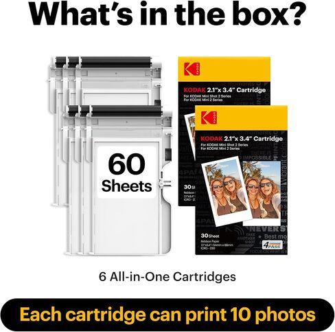 KODAK 4PASS Film Cartridge 2.1" x 3.4" (60 Sheets) for Kodak Mini 2 Retro and Mini Shot 2 Retro in Kuwait