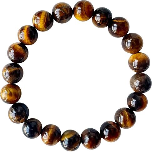 Natural Tiger Eye Bracelet for Women Men, Genuine Brown Healing Crystal Stone Beaded Stretch Bracelet for Protection Focus Courage Wealth Yoga Meditation Energy Jewelry Gift in Saudi Arabia
