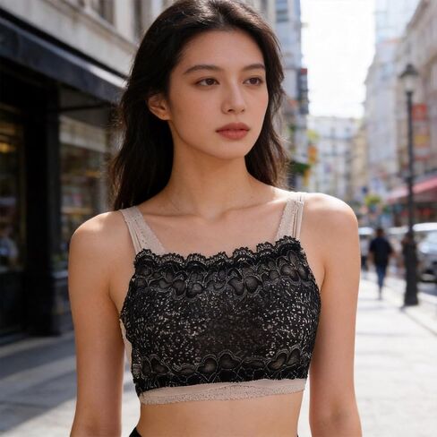 3 Pack Lace Cleavage Cover Modesty Panel Hook to Bra Insert Mock Camisole Sets, Anti-Exposure Brooch Pins for Low Cut Tops Dresses V-Neck Plunge Bra (1 Black + 1 White + 1 Beige) in Saudi Arabia
