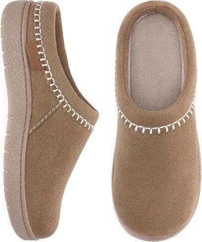 Zigzagger Women's Slip On Moccasin Slippers, Microsuede Indoor/Outdoor Comfy House Shoes with Memory Foam, Cozy Loafer Clog Slippers (Oat Straw, Size 10) in Kuwait
