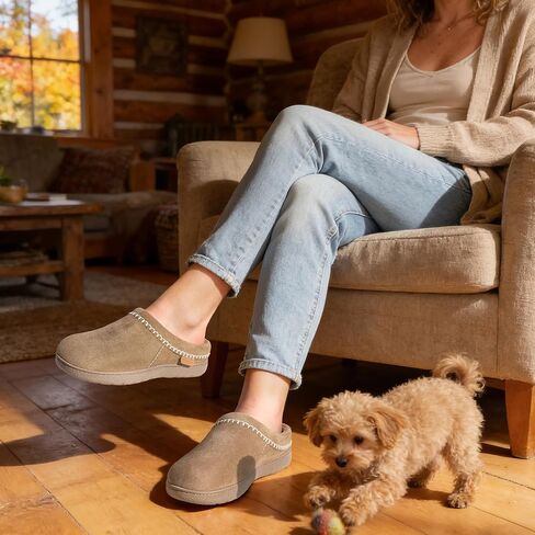 Zigzagger Women's Slip On Moccasin Slippers, Microsuede Indoor/Outdoor Comfy House Shoes with Memory Foam, Cozy Loafer Clog Slippers (Oat Straw, Size 10) in Kuwait