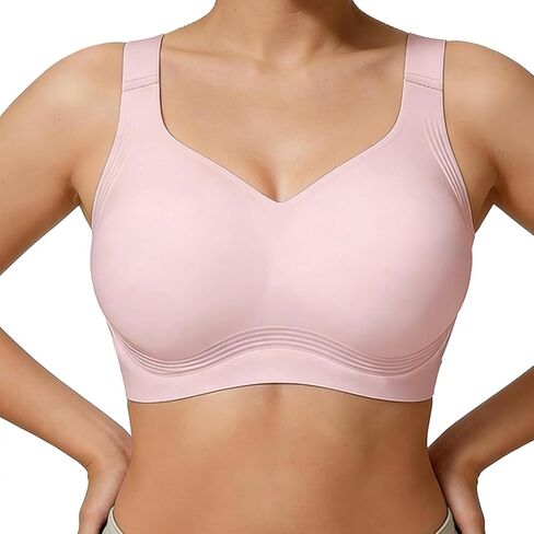Womens Wireless Jelly Bra V Neck, Supportive Seamless Bras, Full Coverage Push Up No Underwire Tshirt Bras in Saudi Arabia
