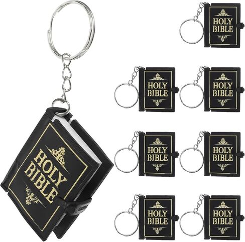 Veemoon 8 Pcs Mini Bible Keychain,1. 6 Inch Bible Key Ring Religious Keyring Pendant for Church Baptism Prayer Decor in Saudi Arabia