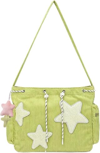 AFGWK Corduroy Star Tote Bag for Women Teens Y2K Aesthetic Hobo Crossbody Shoulder Messenger Bag for School in Saudi Arabia