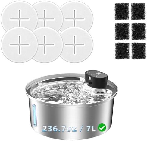 Wireless Cat Water Fountain Stainless Steel, 2024 Upgraded New Sensor - 3 Work Modes, 6000mAh Battery Operated Cat Water Fountain Cordless, Pet Water Fountain for Cats Dogs Indoor - 108oz/3.2L in Kuwait