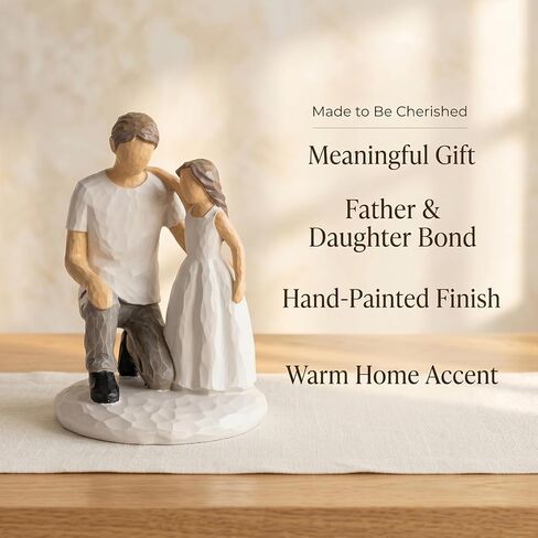 Father Daughter Figurine Resin Statue, Hand Painted Family Sculpture for Home Decor, Tabletop Shelf Mantel Display, Parent Child Keepsake for Dad in Saudi Arabia
