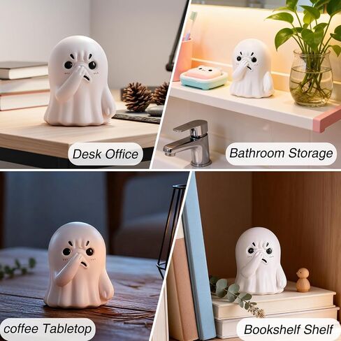 orenm Holding Nose Ghost Figurines - Cute Halloween Decor Indoor Resin Ghost Figurines,Funny Bathroom or Shelf Knick Knacks Statue,Home Bedroom Office Desk Decor Art,Gifts for Ghost Lovers in Saudi Arabia