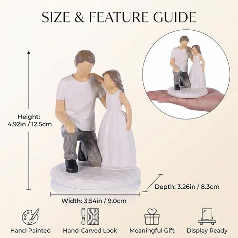 Father Daughter Figurine Resin Statue, Hand Painted Family Sculpture for Home Decor, Tabletop Shelf Mantel Display, Parent Child Keepsake for Dad in Saudi Arabia