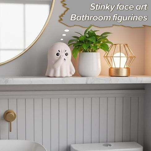orenm Holding Nose Ghost Figurines - Cute Halloween Decor Indoor Resin Ghost Figurines,Funny Bathroom or Shelf Knick Knacks Statue,Home Bedroom Office Desk Decor Art,Gifts for Ghost Lovers in Saudi Arabia
