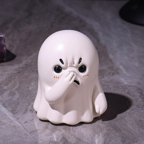 orenm Holding Nose Ghost Figurines - Cute Halloween Decor Indoor Resin Ghost Figurines,Funny Bathroom or Shelf Knick Knacks Statue,Home Bedroom Office Desk Decor Art,Gifts for Ghost Lovers in Saudi Arabia