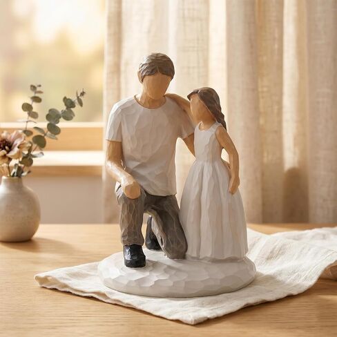 Father Daughter Figurine Resin Statue, Hand Painted Family Sculpture for Home Decor, Tabletop Shelf Mantel Display, Parent Child Keepsake for Dad in Saudi Arabia
