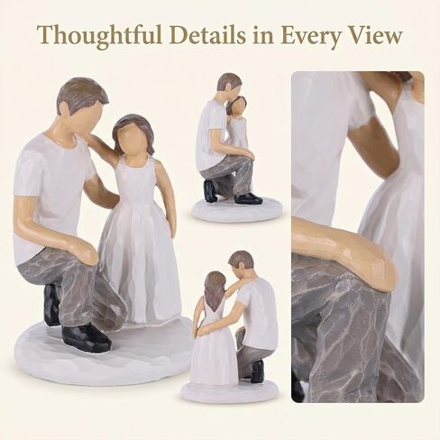 Father Daughter Figurine Resin Statue, Hand Painted Family Sculpture for Home Decor, Tabletop Shelf Mantel Display, Parent Child Keepsake for Dad in Saudi Arabia