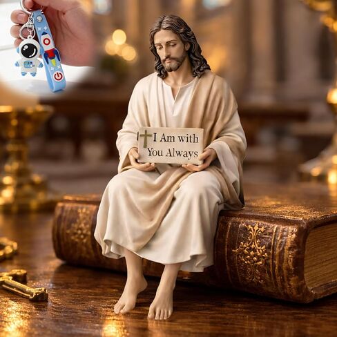AUOBAG Jesus Desk Figurines for Computer Monitor & Dashboard Decorations, Religious Jesus Figures Decor for Home, I Am with You Always (1PC · Small) in Kuwait