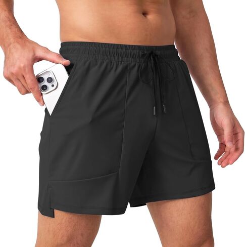 Surenow Men's Running Athletic Shorts Quick Dry Workout Gym Short Drawstring Waist Active Shorts with Pocket and Towel Loop in Saudi Arabia