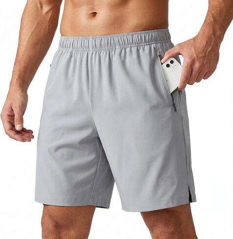 ANTA Men’s 7" Running Shorts Quick Dry Athletic Gym Shorts with Zipper Pocket 4-Way Stretch Reflective Adjustable Waist in Saudi Arabia