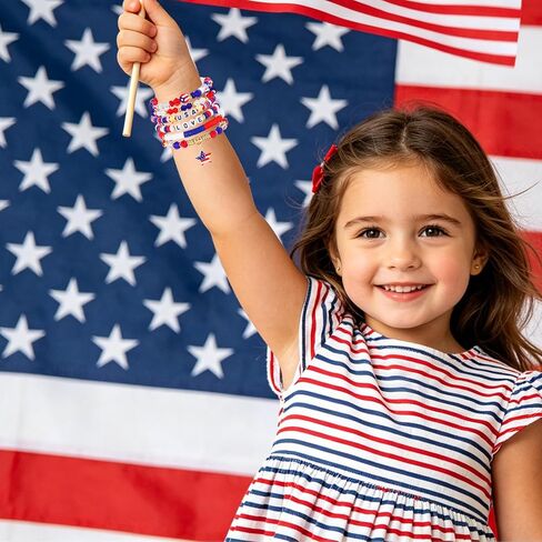 Mysense Patriotic Red White Blue Beaded Bracelets Set,4th of July Accessories for Women Girls Outfits,Stretch USA Flag Bracelets for Independence Day 250 Anniversary Memorial Day Veterans Day in Saudi Arabia