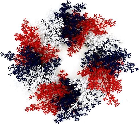 AMF0RESJ 4th of July Wreath Patriotic Wreath for Front Door Handcrafted Memorial Day Wreath 22 inch with red,White,Blue Branches for Front Door Farmhouse Home Wall Independence Day Decoration in Saudi Arabia