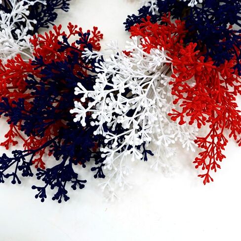 AMF0RESJ 4th of July Wreath Patriotic Wreath for Front Door Handcrafted Memorial Day Wreath 22 inch with red,White,Blue Branches for Front Door Farmhouse Home Wall Independence Day Decoration in Saudi Arabia