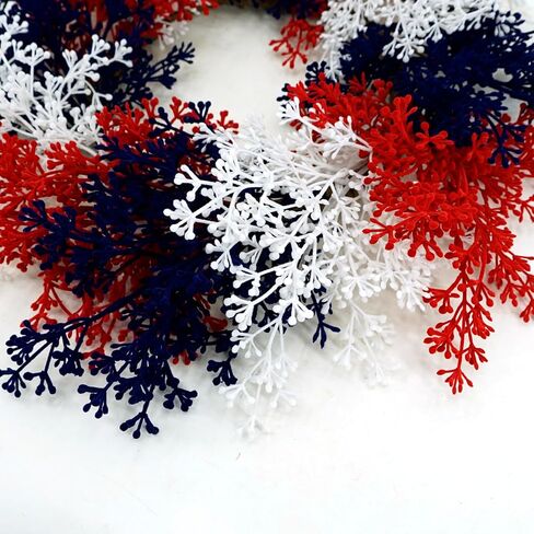 AMF0RESJ 4th of July Wreath Patriotic Wreath for Front Door Handcrafted Memorial Day Wreath 22 inch with red,White,Blue Branches for Front Door Farmhouse Home Wall Independence Day Decoration in Saudi Arabia