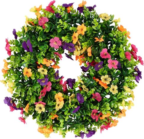 24" Spring Summer Wreath for Front Door Extra Large Fake Floral Wreath with Boxwood and Daisy for Window Farmhouse Festival Holiday Party Wedding Home Seasonal Decor in Saudi Arabia